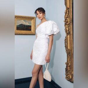 Jenny Yoo Adley White One-Shoulder Mini Dress
